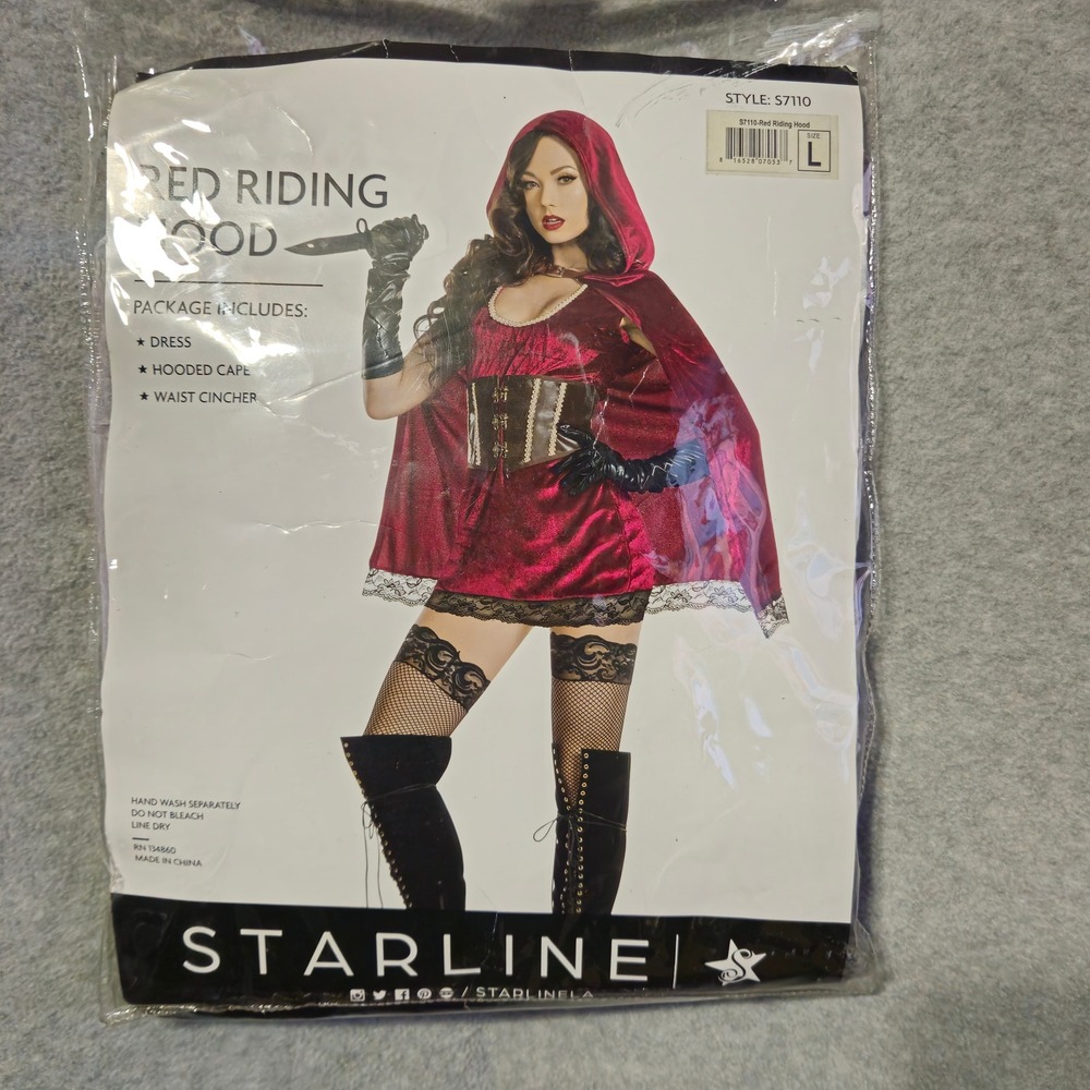 Starline Red Riding Hood Costume Women Large Red S7110 Velvet Lace 3pc Set